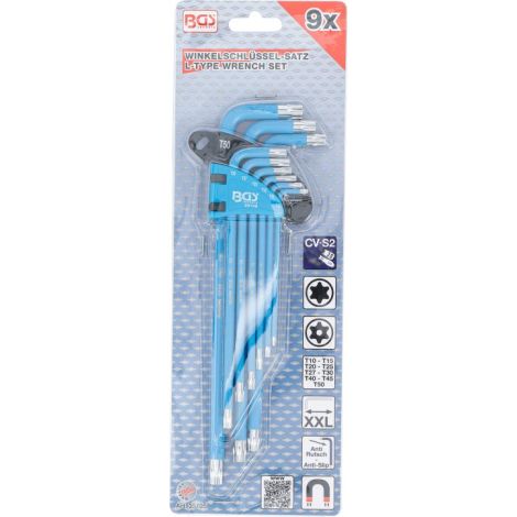 Zestaw kluczy imbusowych | profil T (do Torx) / profil T (do Torx) z otworem T10 - T50 | 9 szt. - 4