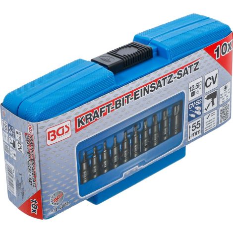 Zestaw nasadek udarowych do bitów | 12,5 mm (1/2") | profil T (do Torx) T20 - T70 | 10 szt. - 7