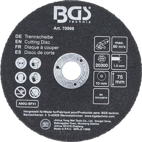 Zestaw tarcz tnących BGS | do stali szlachetnej | Ø 75 x 1,0 x 10 mm | 5 szt. - 2