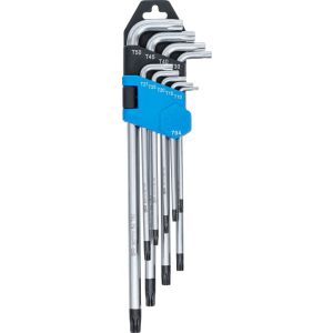 Zestaw kluczy imbusowych | długi | profil T (do Torx) z otworem T10 - T50 | 9 szt. - 2