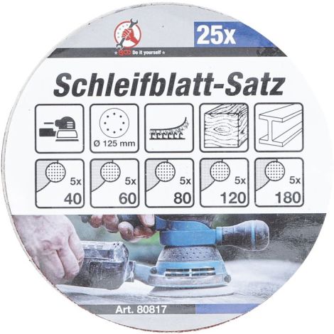 Zestaw tarcz do szlifierki mimośrodowej | Ø 125 mm | K 40 - 180 | 25 szt. - 3