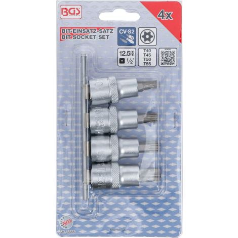 Zestaw nasadek do bitów | 12,5 mm (1/2") | profil T (do Torx) z otworem T40 - T55 | 4 szt. - 4