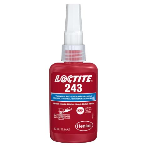 Loctite 243 - 50 ml Klej anaerobowy o średniej wytrzymałości do gwintów zakres od M6 do M36 NSF kod: 1335863