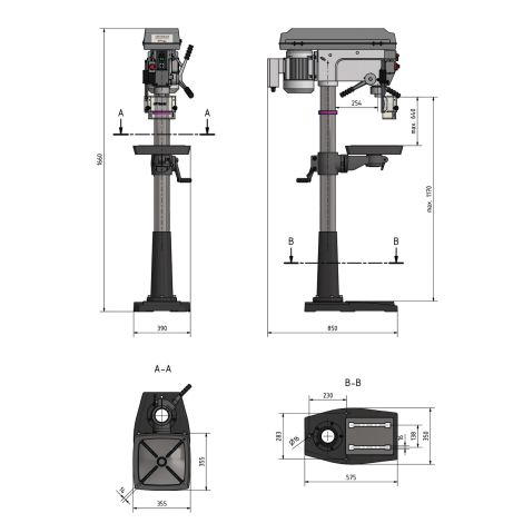 Wiertarka kolumnowa z napędem pasowym 400V fi 30 mm DQ 32 Optimum kod: 3191049 - 6