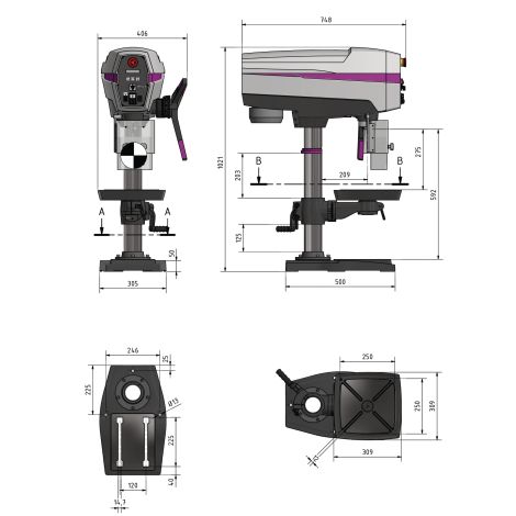 Wiertarka stołowa z napędem na pasku klinowym fi 25 mm DP 26 T 230V Optimum kod: 3020620T - 3