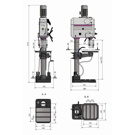 Wiertarka przemysłowa do ciężkich prac z funkcją gwintowania fi 40 mm DH 45G Optimum kod: 3034255 - 3