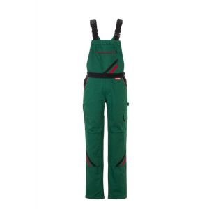 Spodnie ogrodniczki damskie HIGHLINE 2399 - zielony/czarny/czerwony