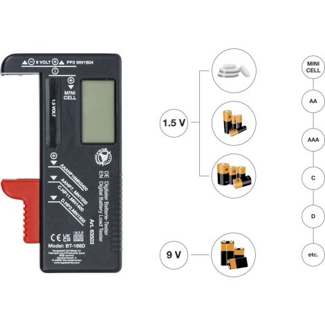 Cyfrowy tester akumulatora BGS | 1,5 V / 9 V - 2