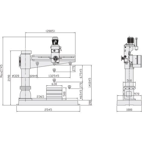 Wiertarka promieniowa z podstawą oraz stołem zaciskowym, do obróbki dużych przedmiotów OPTIdrill RD 6 Metallkraft kod: 3049070 - 6