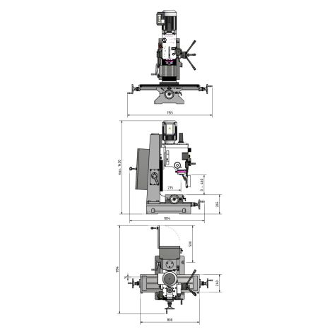 Wiertarko-frezarka OPTImill MB 4V Optimum kod: 3338455 - 6