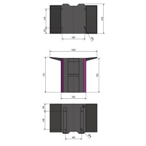 Podstawa stalowa pod maszyny MSM 3 650 x 550 x 750 mm Optimum, kod: 3353014 - 2