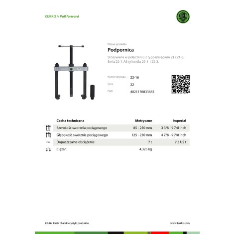 KUKKO ŚCIĄGACZ TULEI CYLINDROWYCH SERIA 16 KOD: 16-22 - 3