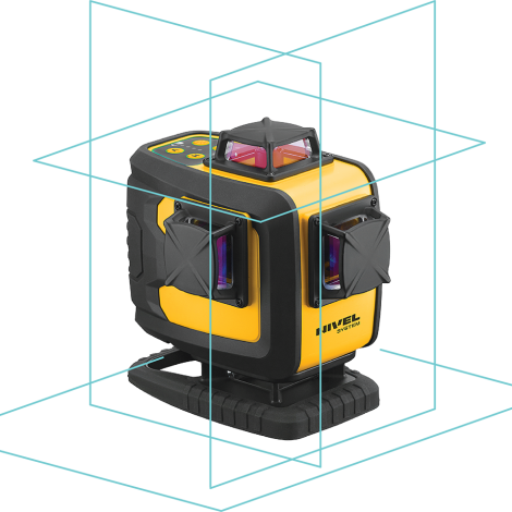 Zestaw niebieski multi-laser krzyżowy (4 x 360°) o zasięgu średnica 60m ( z czujnikiem 140m) + statyw - Nivel System kod: CL4D-B set SJJM1EX - 3