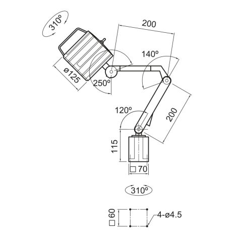 Lampa diodowa maszynowa / warsztatowa 6 x 2 W (230 V / 50 Hz) LED, z ramieniem o długości 600 mm, montaż za pomocą uchwytu na stopie -  MWG 6-600, Optimum, kod: 3351052 - 3