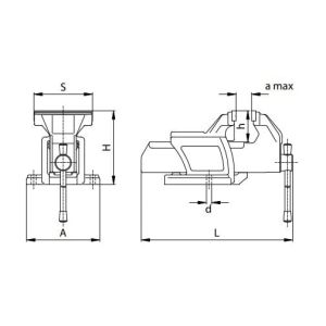 Imadło ślusarskie stałe typ 1250-63L szerokość 63 mm x rozwarcie 120 mm Bison kod: 321250030900 - 2