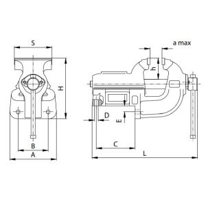 Imadło ślusarskie stałe typ 1240-100L szerokość 100 mm x rozwarcie 115 mm Bison kod: 321240150600 - 2