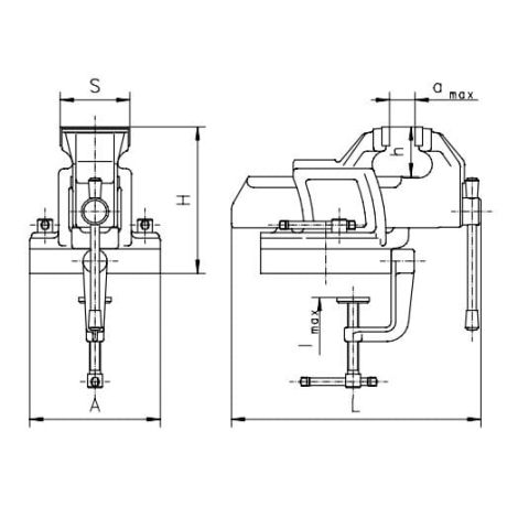 Imadło ślusarskie przenośne obrotowe typ 1256-63 szerokość 63 mm x rozwarcie 120 mm Bison kod: 321256030800 - 2