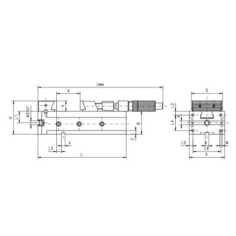 Imadło maszynowe precyzyjne typ 6821-150-425-205-I szerokość 150 mm x rozwarcie 170 mm Bison kod: 326821030000 - 2