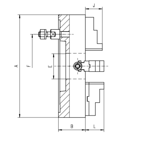 Uchwyt tokarski żeliwny typ 4334-200-5 8"-5 z niezależnym nastawieniem szczęk Bison kod: 354334060900 - 2