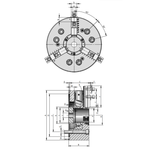 Uchwyt tokarski stalowy typ 2305-250-72 z mocowaniem mechanicznym 3-szczękowy Bison kod: 352305030900 - 2