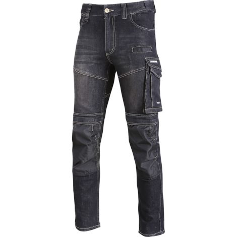 Spodnie jeansowe robocze z dodatkiem stretchu i wzmocnieniami slim fit czarne Lahti Pro L40517