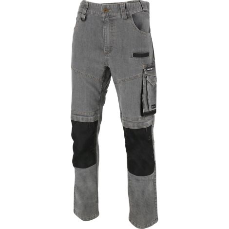 Spodnie jeansowe robocze z dodatkiem stretchu i wzmocnieniami szare slim fit Lahti Pro L40542 - 4