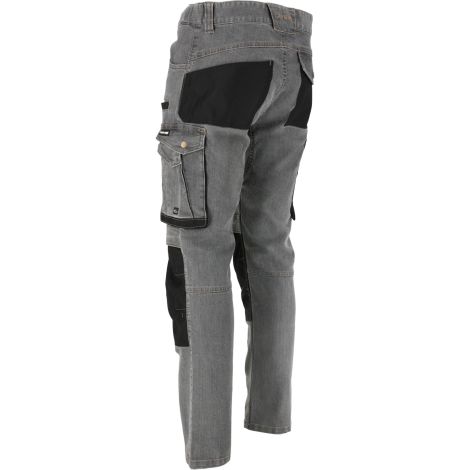 Spodnie jeansowe robocze z dodatkiem stretchu i wzmocnieniami szare slim fit Lahti Pro L40542 - 3