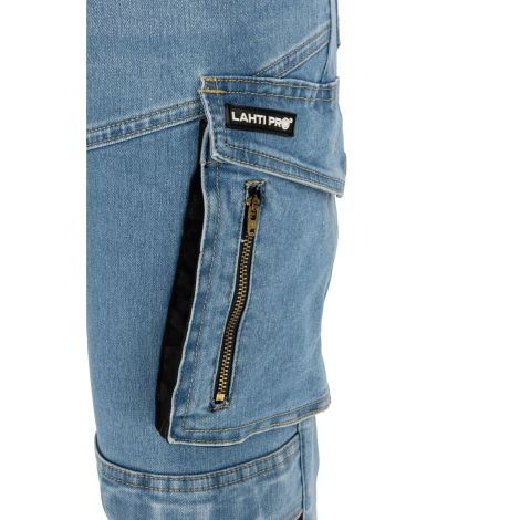 Spodnie robocze jeansowe z dodatkiem stretchu i wzmocnieniami slim fit Lahti Pro L40547 - 7