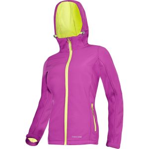 KURTKA SOFTSHELL Z KAPT. FIOL.-ZIEL., DAMSKA,