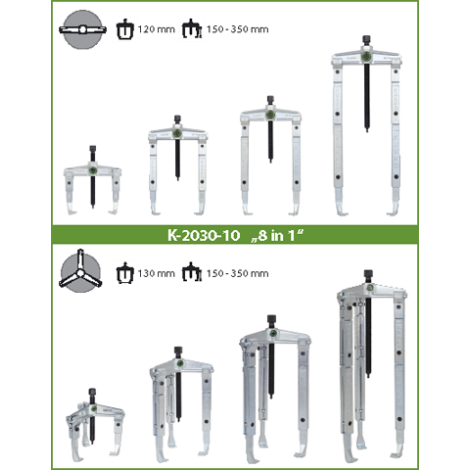 KUKKO ZESTAW UNIWERSALNYCH ŚCIĄGACZY 2- I 3-RAMIENNYCH 120-130X100-350 MM SERIA K-2030-10 KOD: K-2030-10 - 2