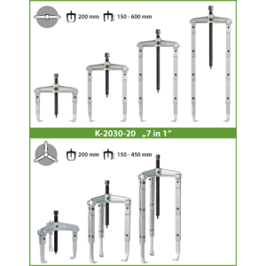 KUKKO ZESTAW UNIWERSALNYCH ŚCIĄGACZY 2- I 3-RAMIENNYCH 200X150-600 MM SERIA K-2030-20 KOD: K-2030-20 - 2